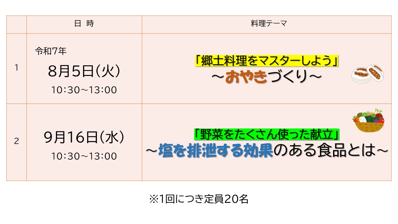 食改さんのお料理教室 日程
