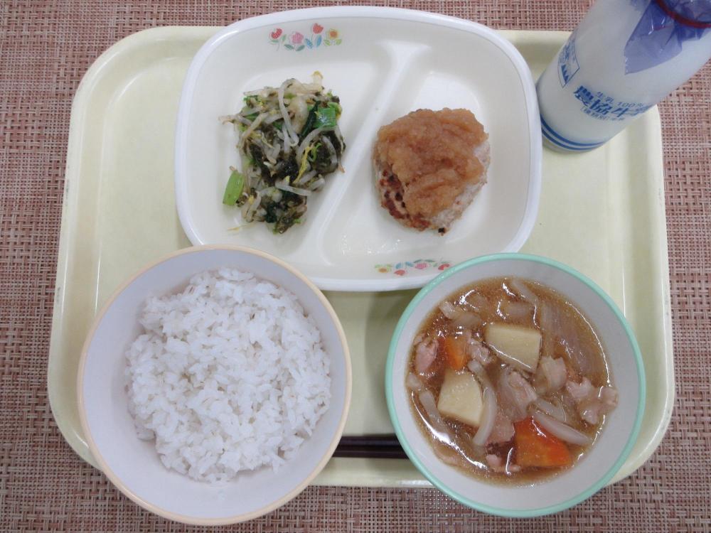 ごはん　牛乳　肉じゃが　和風ハンバーグおろしソース　磯香あえ