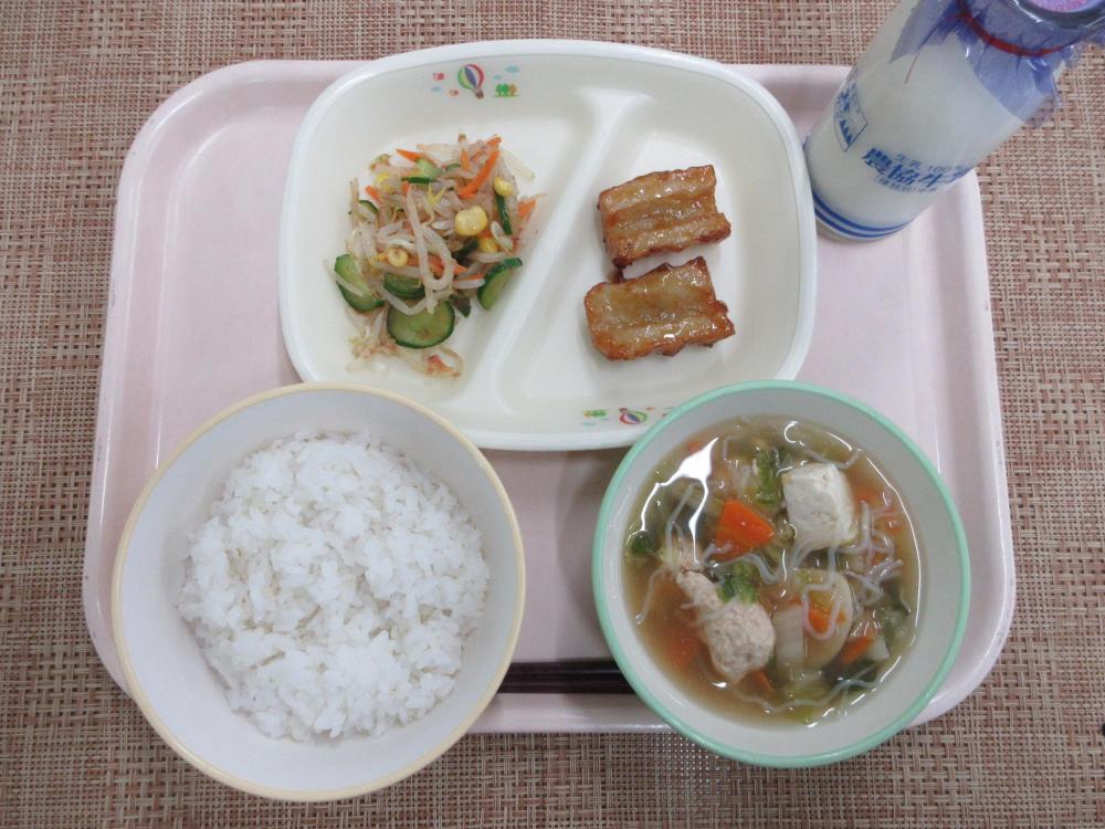 ごはん　牛乳　ちゃんこ鍋　ちくわのかば焼き　三色おひたし