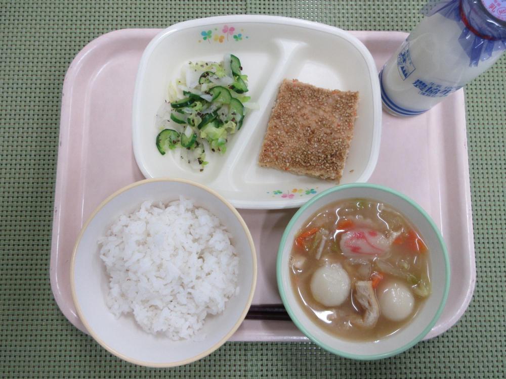 ごはん　牛乳　白玉ぞう煮　松風焼き　ゆかりあえ